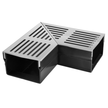 U-Drain afvoergoot WaterWijs 5-10-X hoekstuk zilver