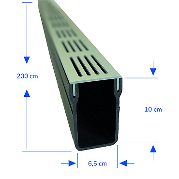 U-Drain afvoergoot WaterWijs 10-6,5/200 cm zilver