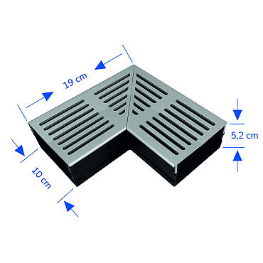 U-Drain afvoergoot WaterWijs 5-10-X hoekstuk zilver