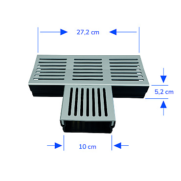 U-Drain afvoergoot WaterWijs 5-10-T T-koppelstuk zilver