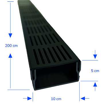 U-Drain afvoergoot WaterWijs 5-10/200 cm zwart