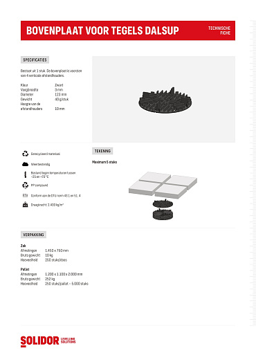Vaste terrasdrager Dalsup diameter/hoogte 115/10 mm tegels voeg 3 mm