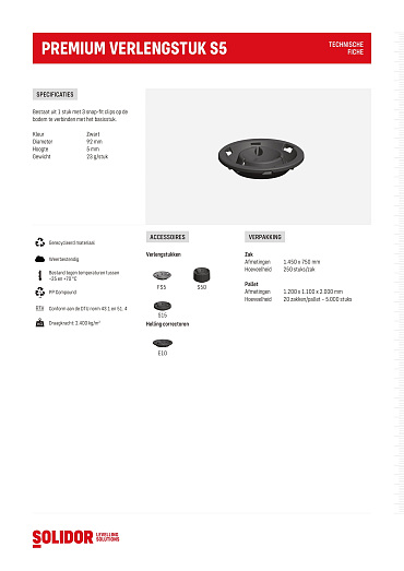 Premium verlengstuk S5 hoogte 0,5 cm