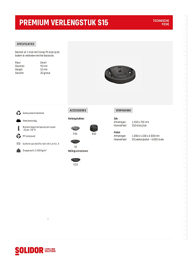 Premium verlengstuk S15 hoogte 1,5 cm