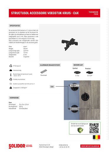 Structusol voegstuk C6X kruis voeg 6 mm