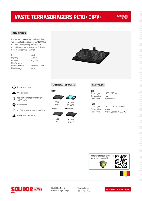 Bovenplaat CiPV+ voor RC10 en RC14 planken met zijfixatie