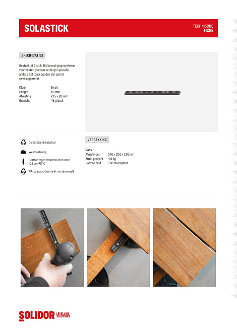 Vlonderstick 275x20x10 tbv blindmontage planken