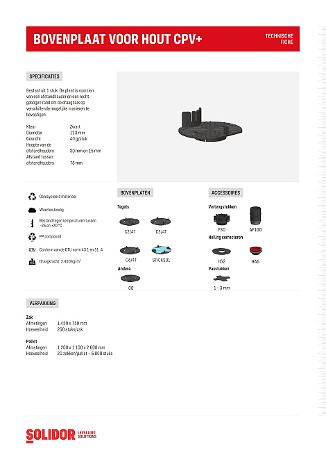 Comfort bovenplaat CPV+ planken met zijfixatie