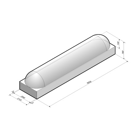 Schampband 21x18x95 2-zijdig rond met voet