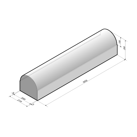 Schampband 21x20x95 tussenstuk met voet