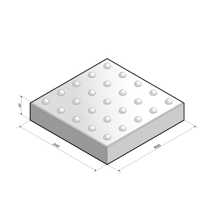 Tegel 30x30x6 cm wit markeringstegel 25 noppen