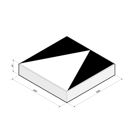 Verkeerstegel 30x30x6 cm zwart met witte driehoek