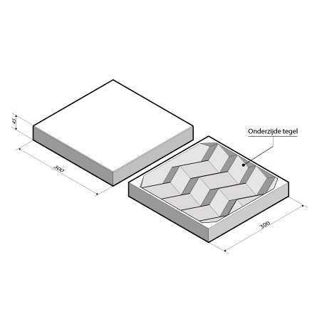 Tegel 30x30x4,5 cm zig-zag profiel