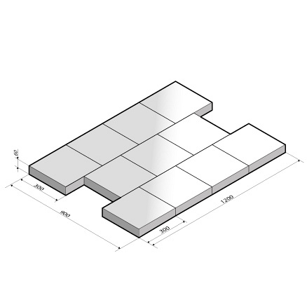 Tegel 30x30x6 cm machinaal