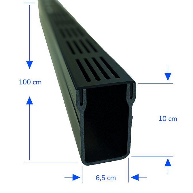 U-Drain afvoergoot WaterWijs 10-6,5/100 cm zwart