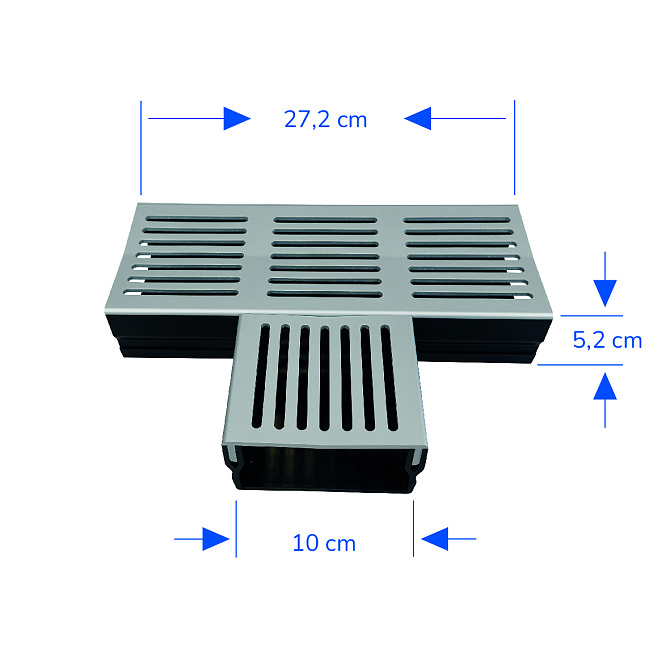 U-Drain afvoergoot WaterWijs 5-10-T T-koppelstuk zilver