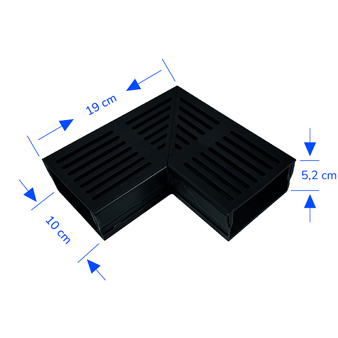 U-Drain afvoergoot WaterWijs 5-10-X hoekstuk zwart