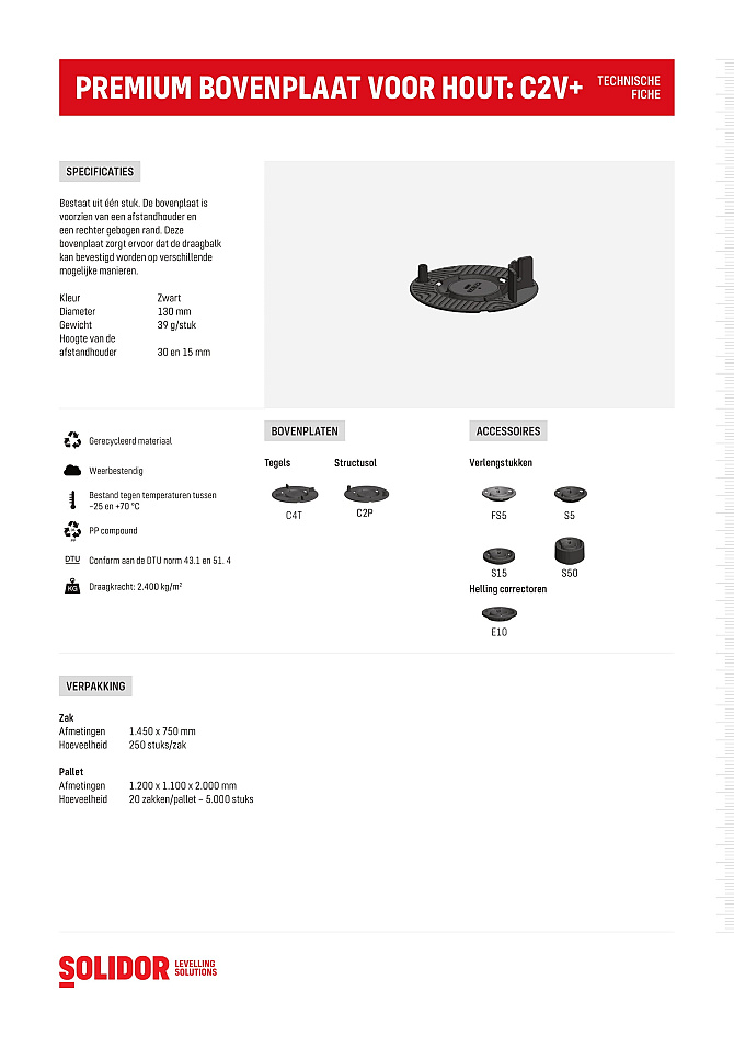 Premium bovenplaat C2V+ planken met zijfixatie