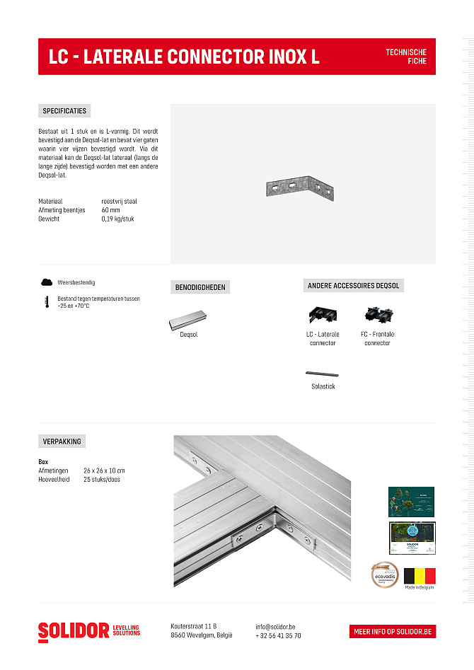 Deqsol connector LC inox L lateraal