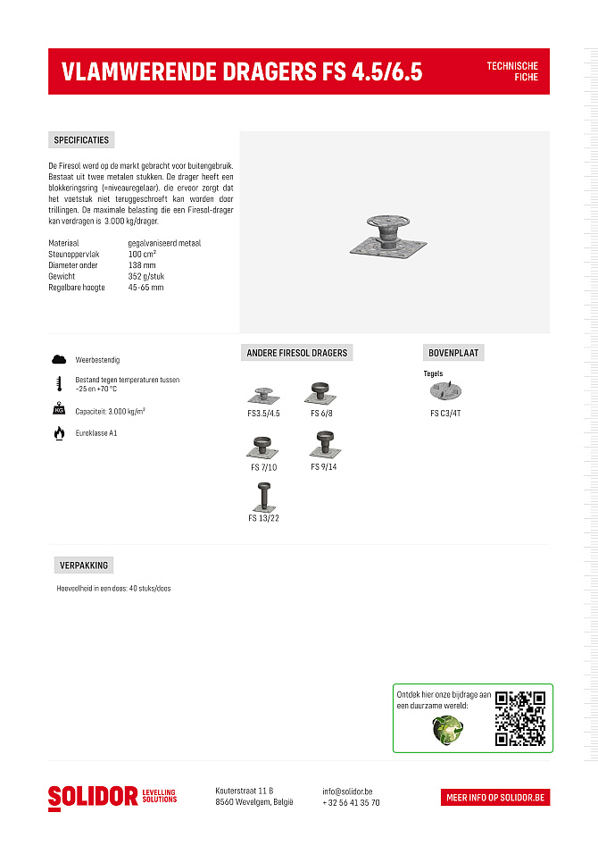 Firesol stelvoet FS4.5/6 verz. staal bereik 4.5 - 6 cm