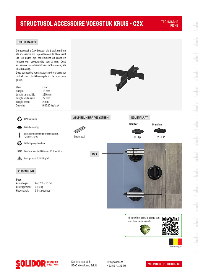 Structusol voegstuk C2X kruis voeg 2 mm