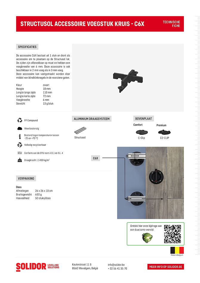 Structusol voegstuk C6X kruis voeg 6 mm