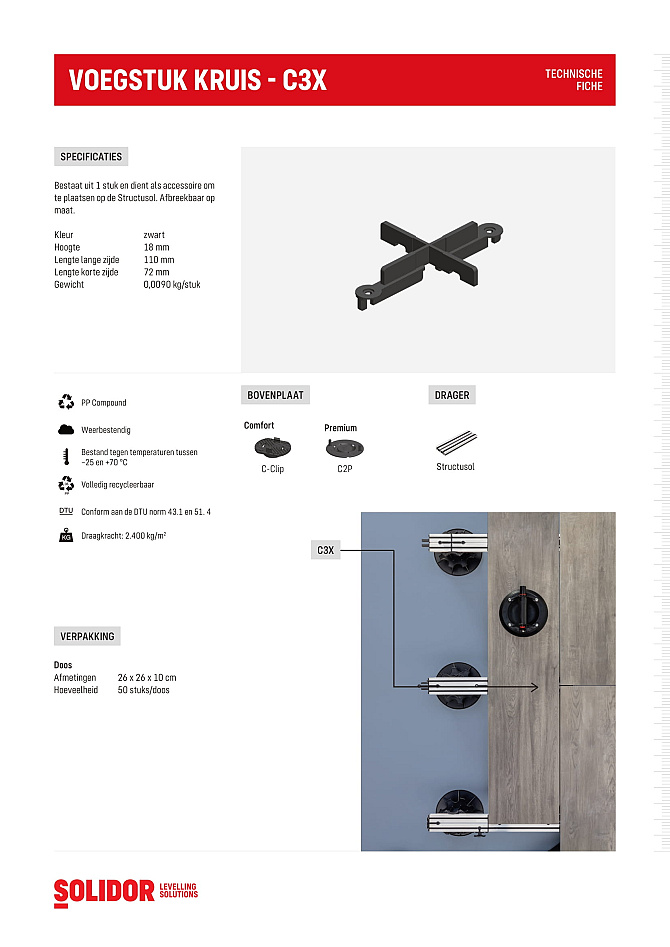 Structusol voegstuk C3X kruis voeg 3 mm