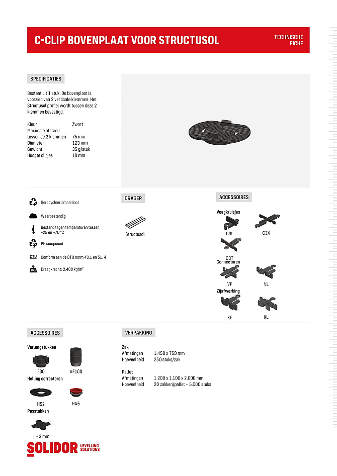 Comfort bovenplaat C-clip voor structusol profiel