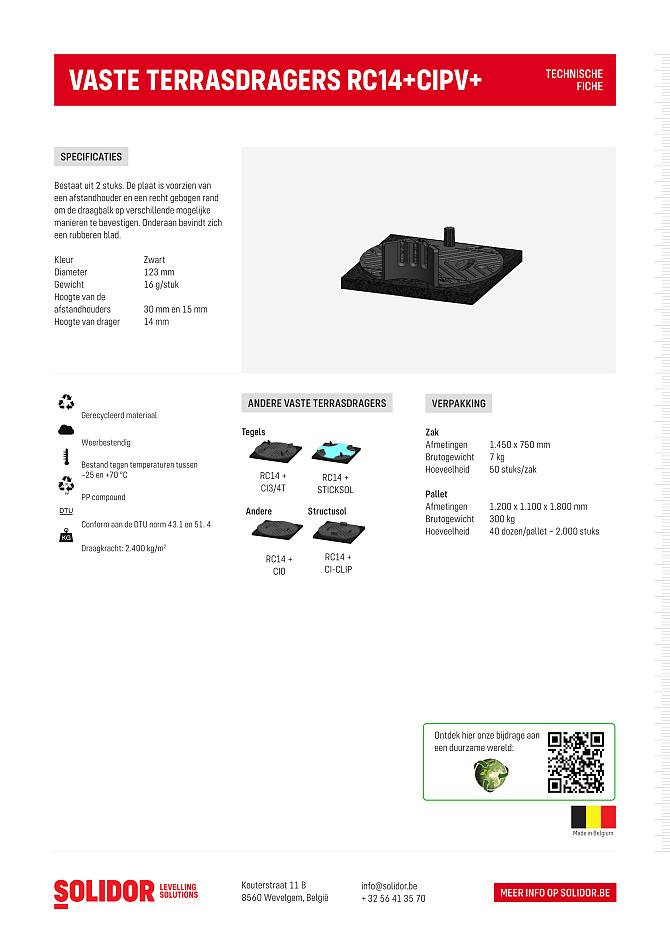 Bovenplaat CiPV+ voor RC10 en RC14 planken met zijfixatie