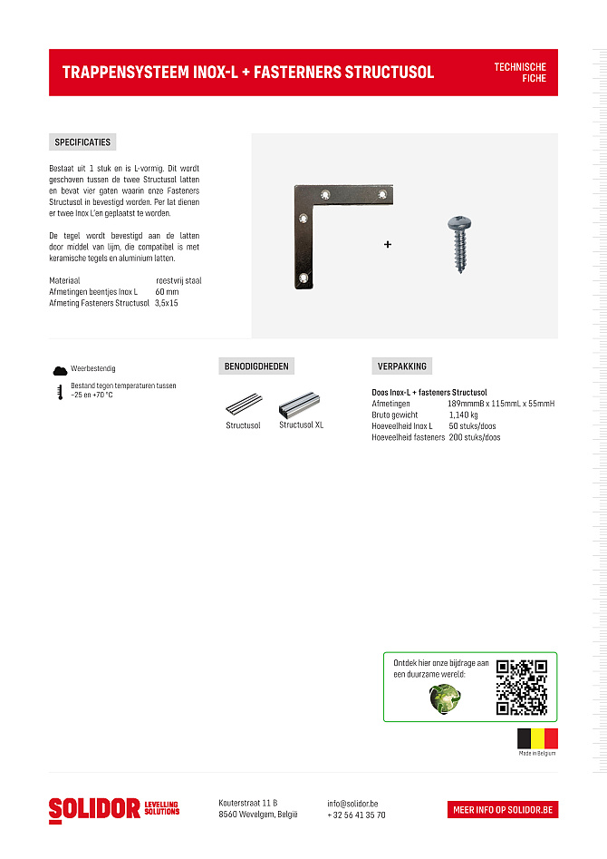 Structusol Inox-L tbv traptreden of randen incl. bevestigers