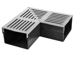 U-Drain afvoergoot WaterWijs 5-10-X hoekstuk zilver