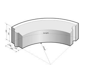 Rijwielpadband 5/20x25 bocht R=1 inw