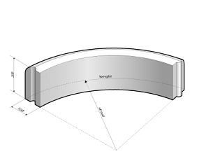 Gazonband 10x20 bocht R=0,5 uitw