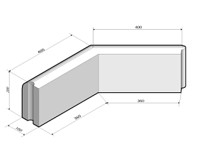 Gazonband 10x20 hoekstuk 135' uitw