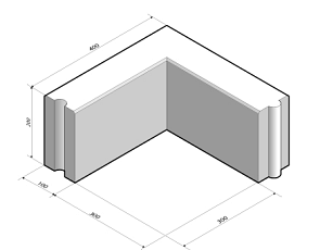 Opsluitband 10x20 hoekstuk 90'