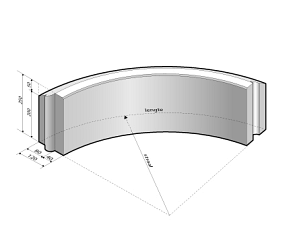 Rijwielpadband 4/12x25 bocht R=0,5 uitw