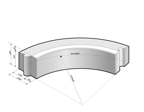 Rijwielpadband 5/20x20 bocht R=1 uitw