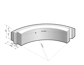 Rijwielpadband 7/20x20 bocht R=0,5 uitw