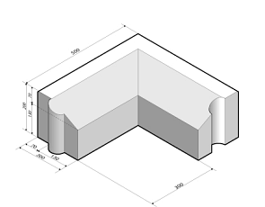 Rijwielpadband 7/20x20 hoekstuk 90' inw