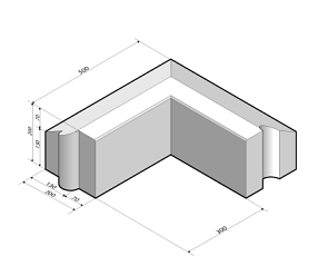 Rijwielpadband 7/20x20 hoekstuk 90' uitw