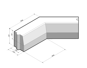 Trottoirband 13/15x25 hoekstuk 135' inw