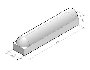 Schampband 21x20x95 1-zijdig rond met voet