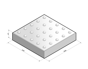 Tegel 30x30x6 cm wit markeringstegel 25 noppen