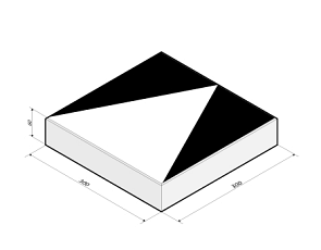 Verkeerstegel 30x30x6 cm zwart met witte driehoek