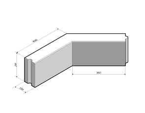 Opsluitband 10x20 hoekstuk 135'