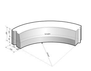 Trottoirband 13/15x20 bocht R=0,45 inw