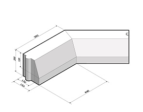 Trottoirband 13/15x20 hoekstuk 135' inw