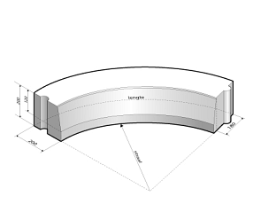 Trottoirband 18/20x20 bocht R=15 inw