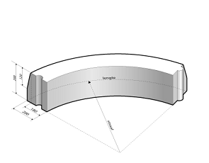 Trottoirband 18/20x20 bocht R=0,5 uitw