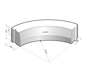 Trottoirband 18/20x25 bocht R=0,5 inw